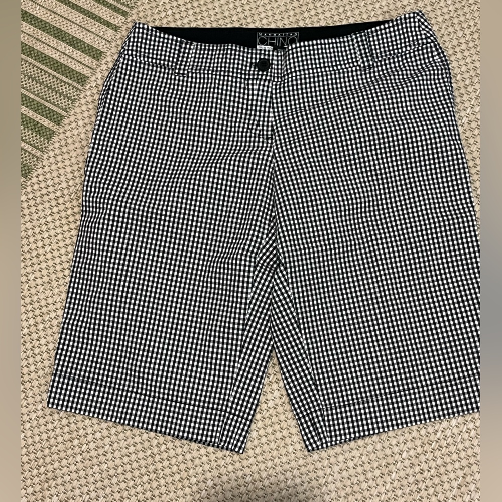 New York & Company Black and White Gingham Bermuda Shorts